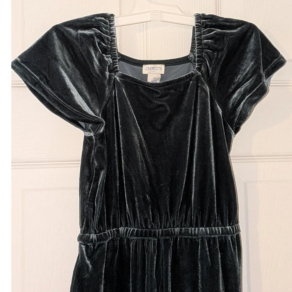 Crewcuts‎ Girls Green Velvet Flutter Sleeve Wide Leg Jumpsuit Size 5 NWT $72